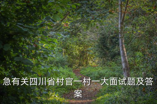 急有關四川省村官一村一大面試題及答案