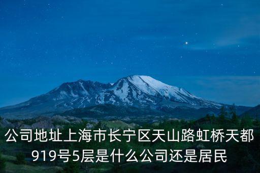 公司地址上海市長寧區天山路虹橋天都919號5層是什么公司還是居民