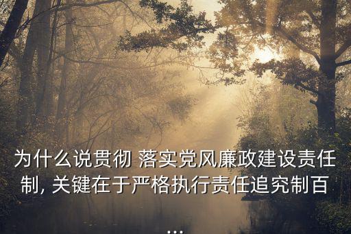 為什么說貫徹 落實黨風廉政建設責任制, 關鍵在于嚴格執行責任追究制百...