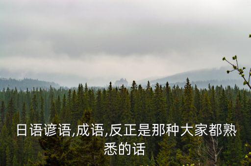 日語諺語,成語,反正是那種大家都熟悉的話