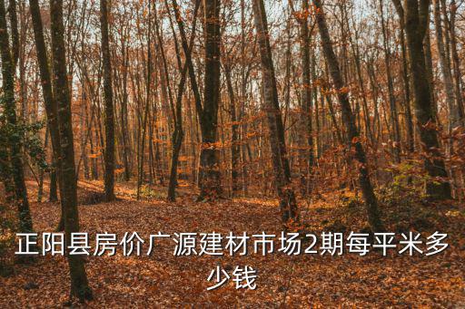 正陽縣房價(jià)廣源建材市場2期每平米多少錢