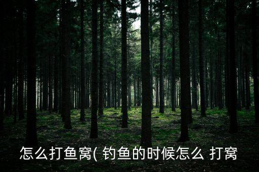 怎么打魚窩( 釣魚的時候怎么 打窩
