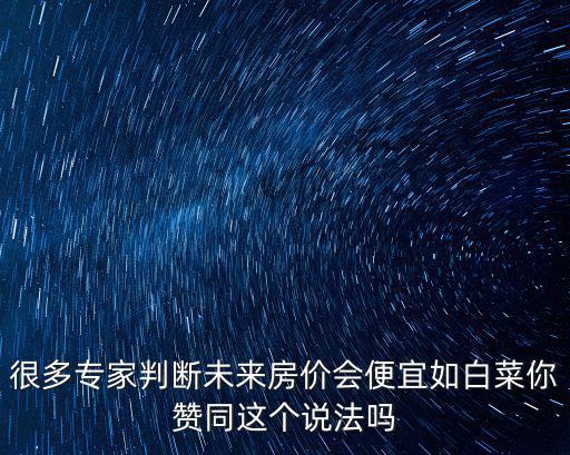 很多專家判斷未來房價會便宜如白菜你贊同這個說法嗎