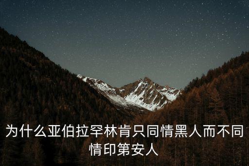 為什么亞伯拉罕林肯只同情黑人而不同情印第安人