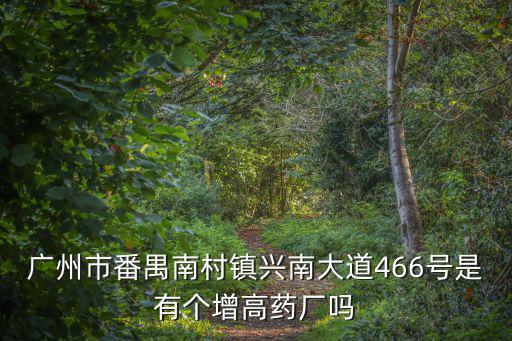廣州市番禺南村鎮(zhèn)興南大道466號是有個增高藥廠嗎