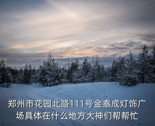 鄭州市花園北路111號金泰成燈飾廣場具體在什么地方大神們幫幫忙