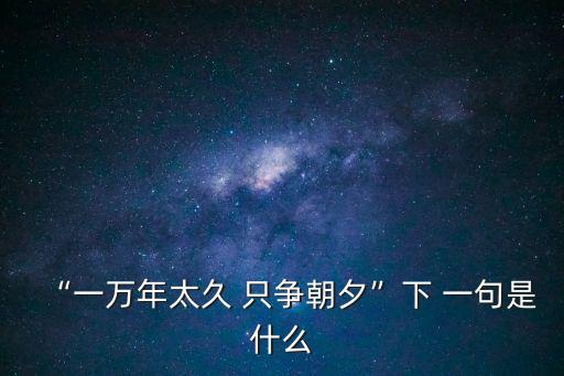 “一萬年太久 只爭朝夕”下 一句是什么