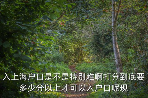 入上海戶口是不是特別難啊打分到底要多少分以上才可以入戶口呢現