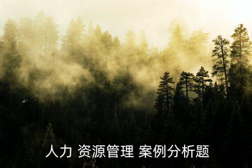  人力 資源管理 案例分析題