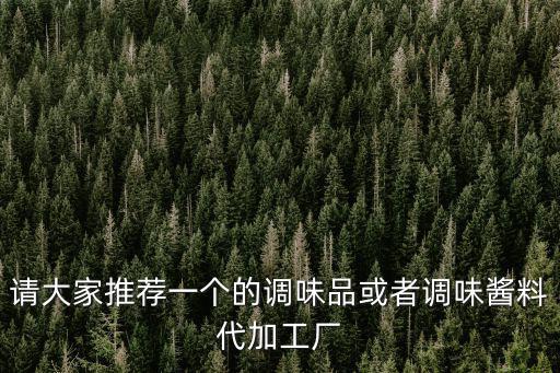 請大家推薦一個的調味品或者調味醬料代加工廠