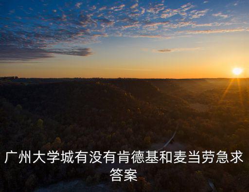 廣州哪里有大學(xué)生快餐，廣州大學(xué)城有沒有肯德基和麥當(dāng)勞急求答案