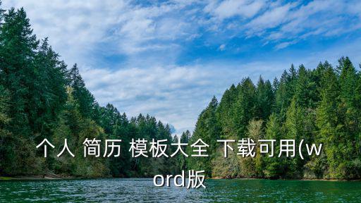 個人 簡歷 模板大全 下載可用(word版