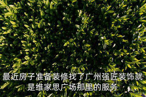 最近房子準備裝修找了廣州強匠裝飾就是維家思廣場那里的服務