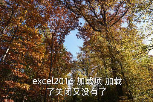  excel2016 加載項 加載了關閉又沒有了