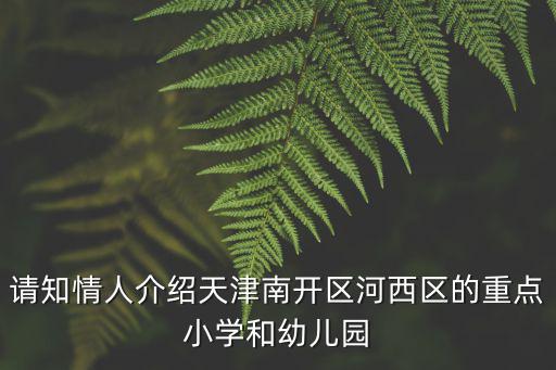 請知情人介紹天津南開區河西區的重點小學和幼兒園