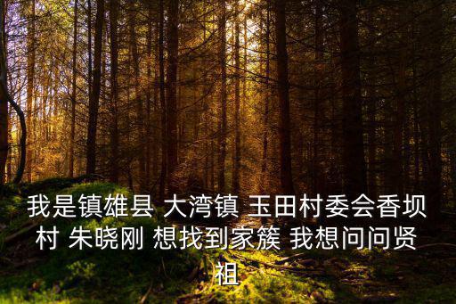 我是鎮雄縣 大灣鎮 玉田村委會香壩村 朱曉剛 想找到家簇 我想問問賢祖