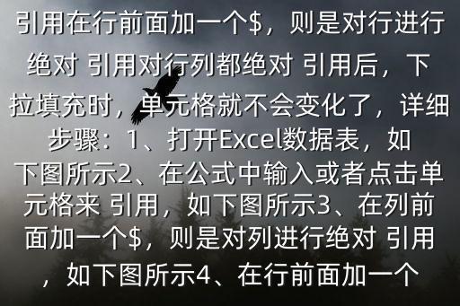  excel絕對 引用怎么輸入$在列前面加一個$，則是對列進行絕對 引用在行前面加一個$，則是對行進行絕對 引用對行列都絕對 引用后，下拉填充時，單元格就不會變化了，詳細步驟：1、打開Excel數(shù)據(jù)表，如下圖所示2、在公式中輸入或者點擊單元格來 引用，如下圖所示3、在列前面加一個$，則是對列進行絕對 引用，如下圖所示4、在行前面加一個