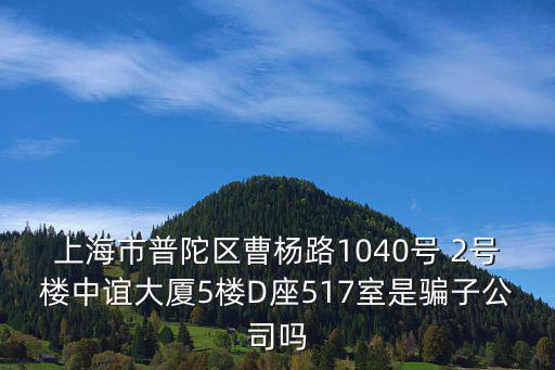 上海市普陀區曹楊路1040號 2號樓中誼大廈5樓D座517室是騙子公司嗎