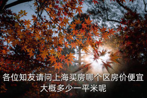 各位知友請問上海買房哪個區房價便宜大概多少一平米呢