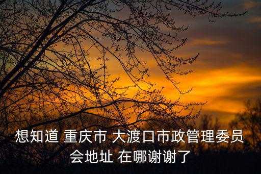 想知道 重慶市 大渡口市政管理委員會地址 在哪謝謝了