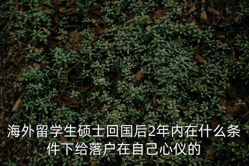 海外留學生碩士回國后2年內在什么條件下給落戶在自己心儀的