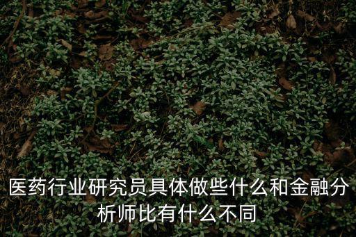 醫藥行業研究員具體做些什么和金融分析師比有什么不同