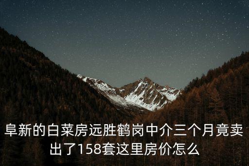阜新的白菜房遠勝鶴崗中介三個月竟賣出了158套這里房價怎么