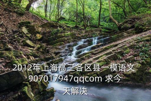 2012年上海高三各區縣一模語文 907017947qqcom 求今天解決