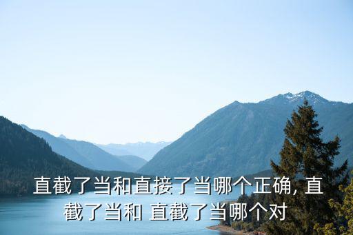  直截了當和直接了當哪個正確, 直截了當和 直截了當哪個對