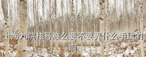 上海九院掛號(hào)難么要不要弄什么手續(xù)的啊