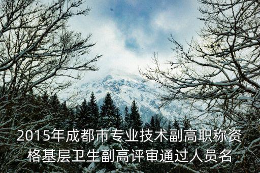 2015年成都市專業技術副高職稱資格基層衛生副高評審通過人員名
