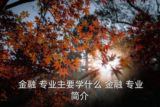  金融 專業主要學什么 金融 專業簡介