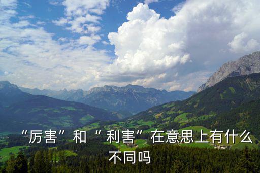 利害沖突,利與害:不分利弊關系