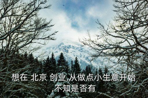 想在 北京 創業,從做點小生意開始,不知是否有