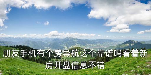 朋友手機有個房導航這個靠譜嗎看著新房開盤信息不錯