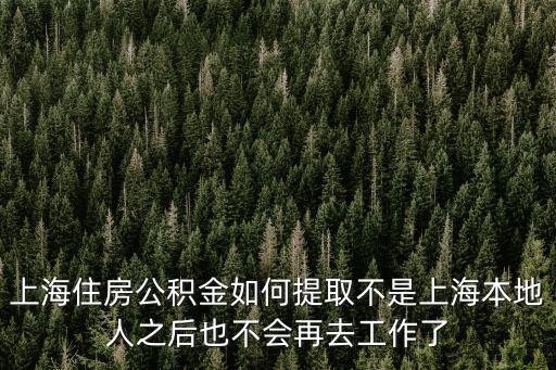 上海住房公積金如何提取不是上海本地人之后也不會再去工作了