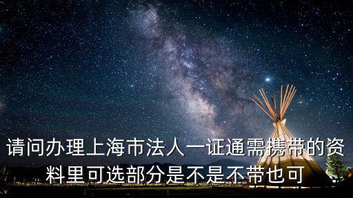 請問辦理上海市法人一證通需攜帶的資料里可選部分是不是不帶也可