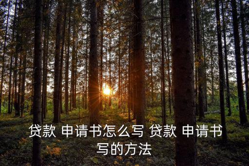  貸款 申請書怎么寫 貸款 申請書寫的方法