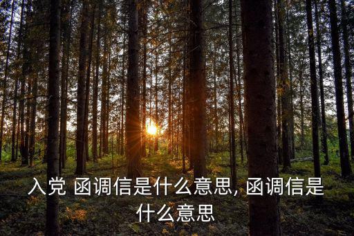 入黨 函調信是什么意思, 函調信是什么意思