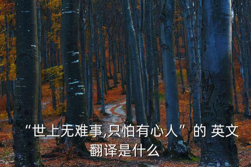 “世上無難事,只怕有心人”的 英文翻譯是什么