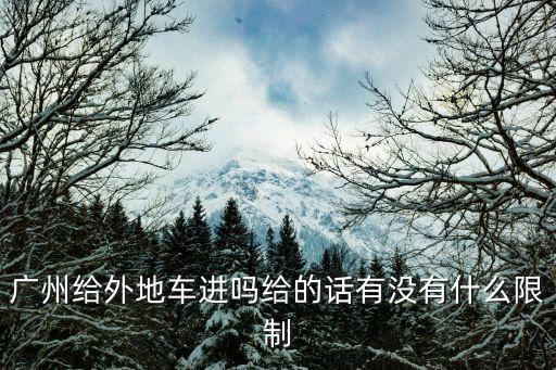 廣州給外地車進嗎給的話有沒有什么限制