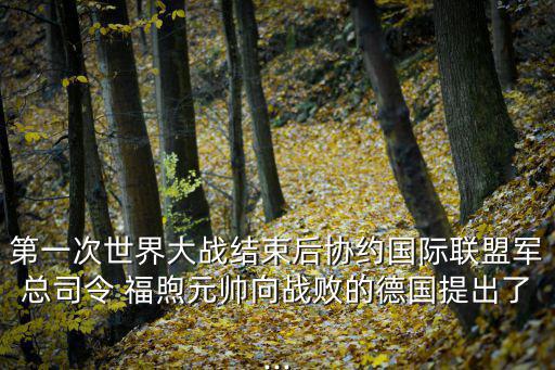 第一次世界大戰結束后協約國際聯盟軍總司令 福煦元帥向戰敗的德國提出了...