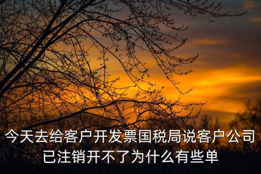 今天去給客戶開發票國稅局說客戶公司已注銷開不了為什么有些單