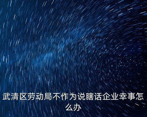 武清區勞動局不作為說瞎話企業幸事怎么辦