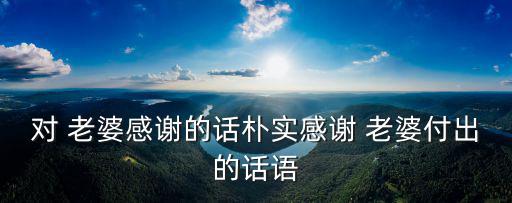 對(duì) 老婆感謝的話樸實(shí)感謝 老婆付出的話語(yǔ)