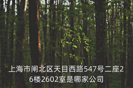 上海市泰德苑，上海市閘北區(qū)天目西路547號二座26樓2602室是哪家公司