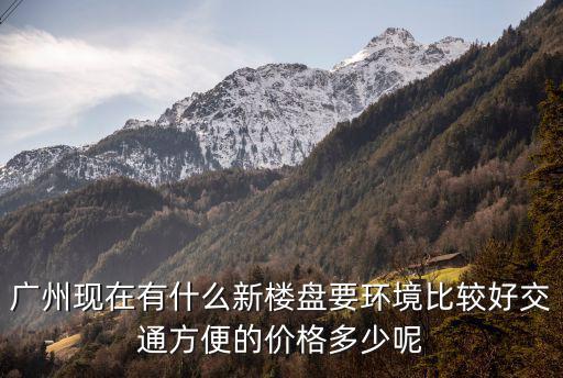 廣州現在有什么新樓盤要環境比較好交通方便的價格多少呢