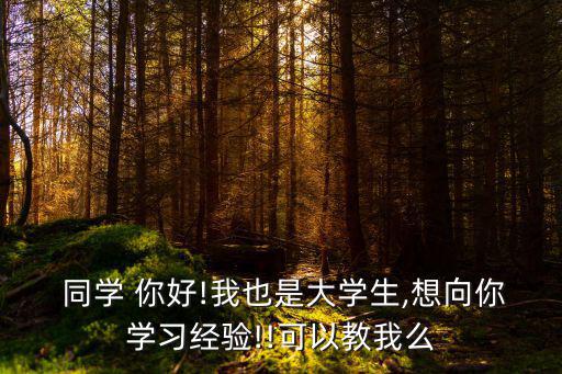  同學 你好!我也是大學生,想向你學習經驗!!可以教我么