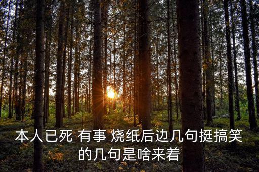 有事燒紙,第二集:我已死了