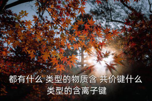 都有什么 類型的物質含 共價鍵什么 類型的含離子鍵